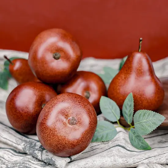 6 Pack Realistic Artificial Brown Pears - Fake Fruit Decor for Home {4}