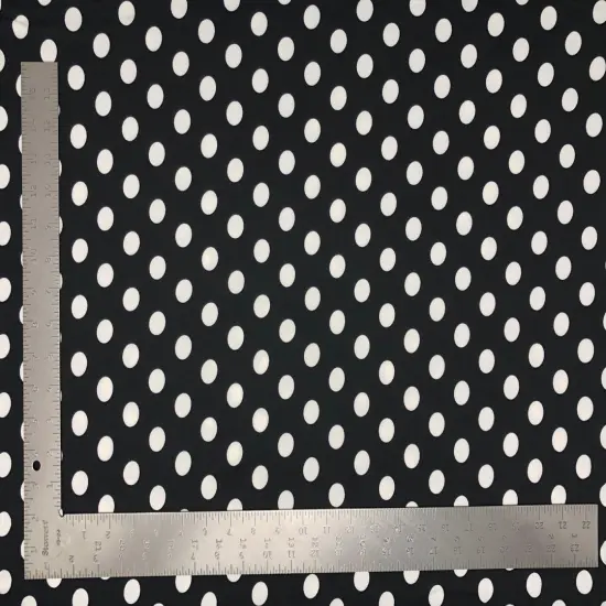 1 Yard DTY Double Sided Brushed Knit Big Polka Dot Print Fabric For Dresses Tops Leggings 58/60" Wide Black/Ivory {1}
