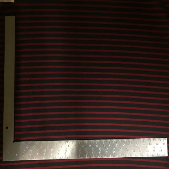 1 Yard Liverpool Knit Horizontal Stripe Fabric for Apparel and DIY Projects 58/60'' Inches Wide Black/Burgundy {1}