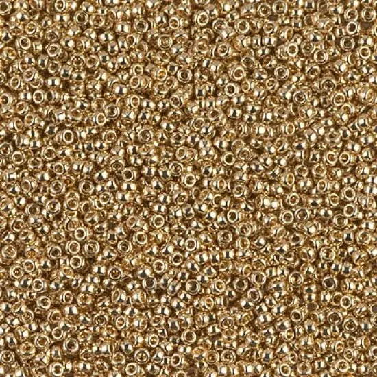 Miyuki 15/0 Round Seed Bead, 15-0193, 24kt Gold Light Plated, 8 grams {1}