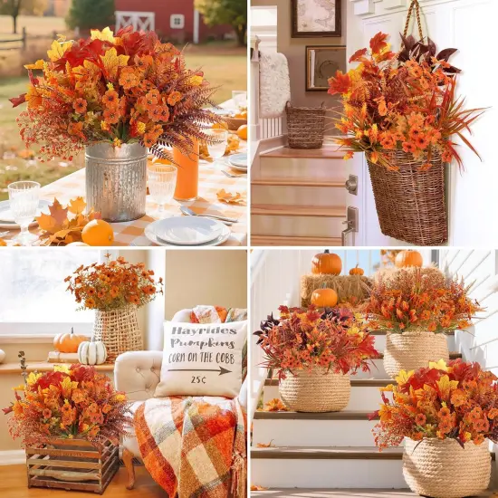 24 Bundles Artificial Fall Flowers for Decorations {4}