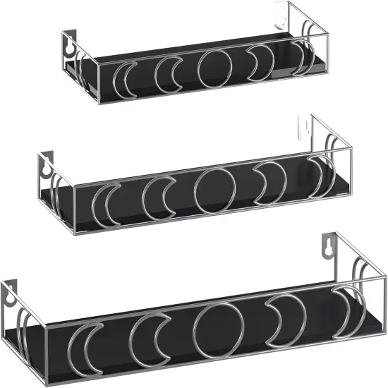 Moon Phase Wall Shelves Black Silver {1}