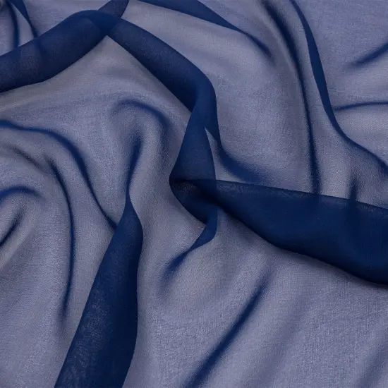 1 Yard Vibrant Estate Blue Premium Silk Chiffon Fabric Lightweight for Couture Dresses 54 Inch Width {1}