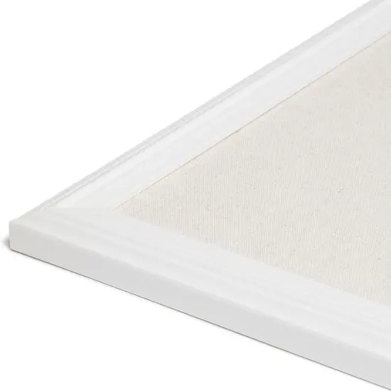 Farmhouse Linen Bulletin Board with White Frame, Office Supplies(White) {3}