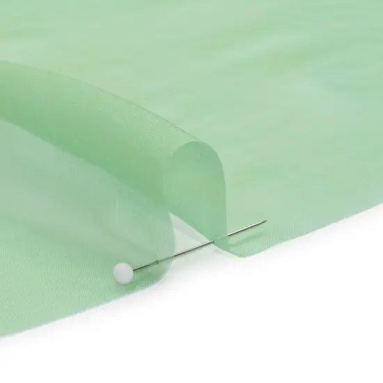 1 Yard 100% Silk Voile Fabric 54" Wide Iridescent Mint & Lime for Elegant Fashion & Draping {2}