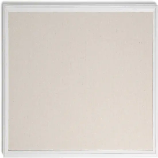 Farmhouse Linen Bulletin Board with White Frame, Office Supplies(White) {1}