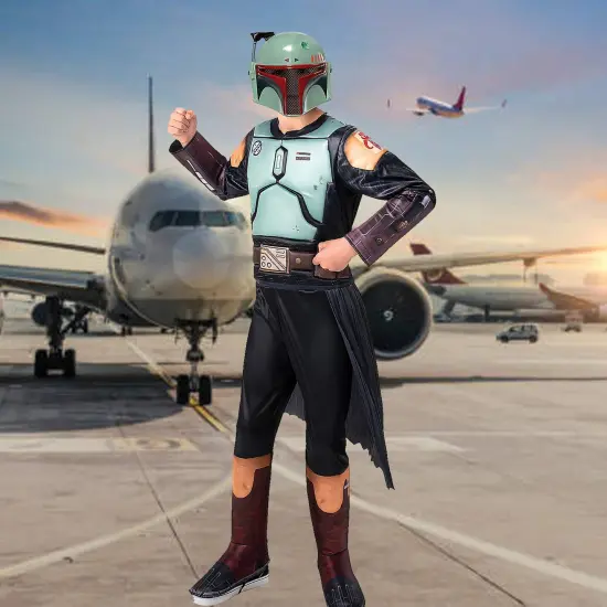 Kids Boba Fett Qualux Costume, Star Wars Child Mandalorian Outfit {1}