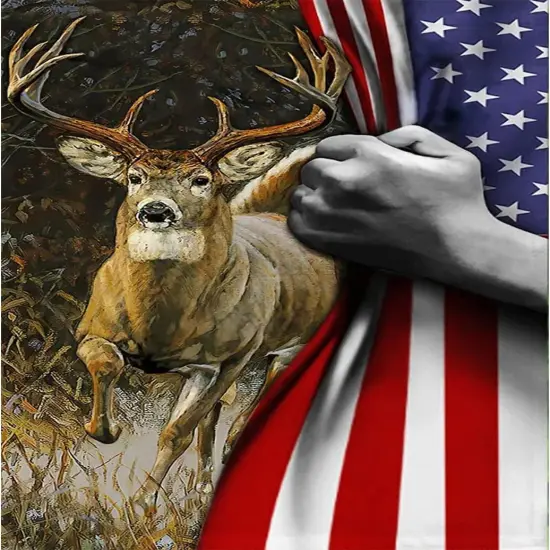 5D DIY Deer American Flag Full Drill Diamond Kits - Deer {1}