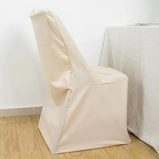 20 pcs Beige LIFETIME Folding CHAIR COVERS Slipcovers Polyester Wedding Supplies {2}