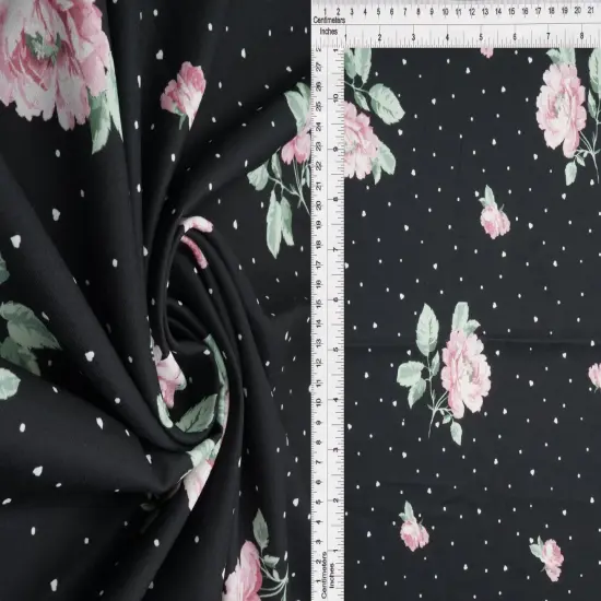 1 Yard CEY Floral Geo Digital Print Fabric, 58/59&Prime; Wide 100% Polyester BLACK {1}