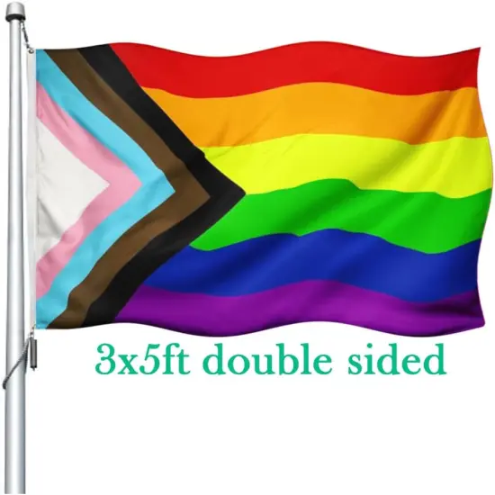 Progress Pride Rainbow Flag 3x5 Double Sided-Heavy Duty LGBTQ 2025 Gay Pride Lesbian Flags Banner 3x5ft Outdoor Fade Resistant {1}