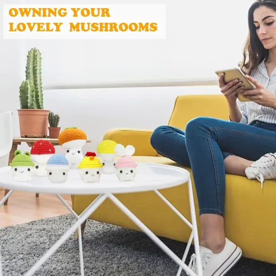 7 pcs Mushroom Crochet Kit for Beginners {3}
