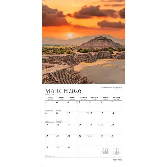 Magic Places | 2026 12 x 24 Inch (Hanging) Monthly Square Wall Calendar | Foil Stamped Cover {3}