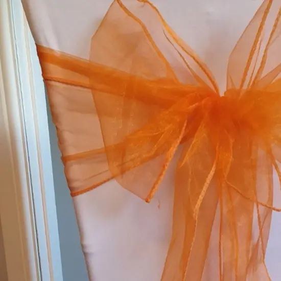 10 Pieces Angle End Organza Chair Sashes 12 by 116 inches Tangerine {5}