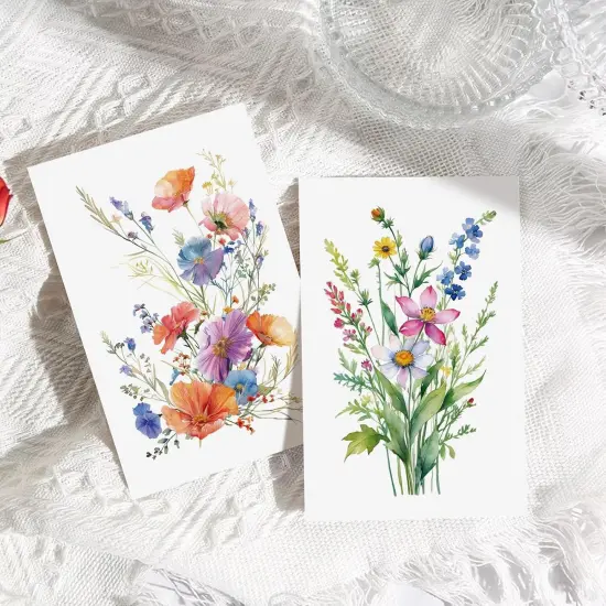 24 Floral Blank Cards and Envelopes, 4x6 Wildflower Blank Note Cards for All Occasions - Sympathy Thank You Condolences Funeral Thinking of You Mother's Day Wedding Graduation, Etc {3}