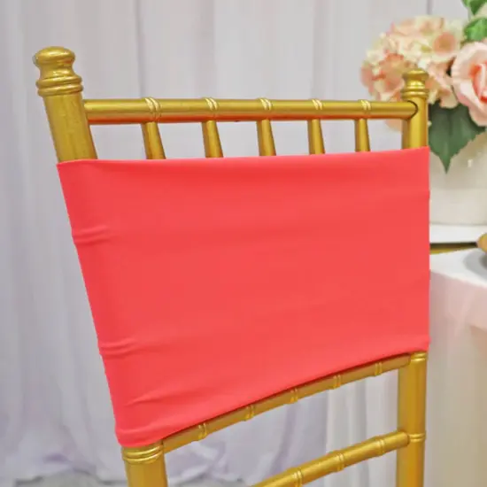 10 Pieces Coral Stretch Spandex Chair Bands for Banquet Chairs 7 x 13 Inches {4}