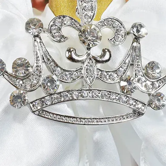 Crown Rhinestone Chair Band Buckle Silver Metal Decor 2 Inch Width {5}