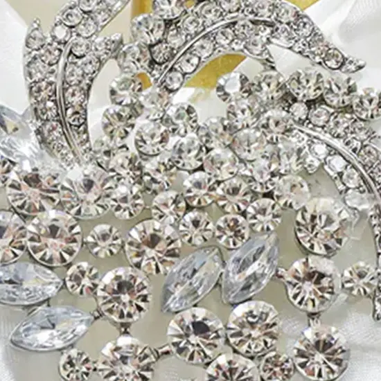 Floral Rhinestone Chair Sash Buckle Silver Metal Accent 2 Inch Width {4}