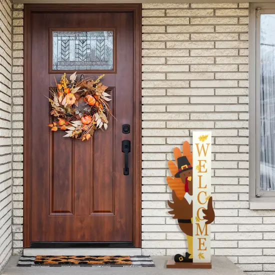 Northlight Turkey Welcome Fall Harvest Outdoor Porch Sign - 35.5" Brown {1}