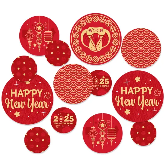 Big Dot of Happiness Lunar New Year - 2025 Year of the Snake Giant Circle Confetti - Party Decorations - Large Confetti 27 Count {1}