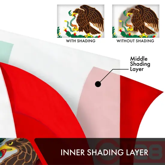 Mexico Mexican Flag 3x5 Ft 3-Pack Double-sided Embroidered Polyester By G128 {6}