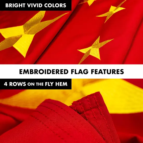 G128 - 6 Feet Tangle Free Spinning Flagpole (Black) China Flag Brass Grommets Embroidered 3x5 ft (Flag Included) Aluminum Flag Pole {5}