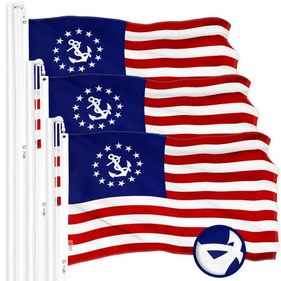 G128 3 Pack: American USA Yacht Ensign Flag | 2.5x4 Ft | ToughWeave Series Embroidered 300D Polyester | Nautical Flag, Embroidered Stars, Sewn Stripes, Indoor/Outdoor, Brass Grommets {1}