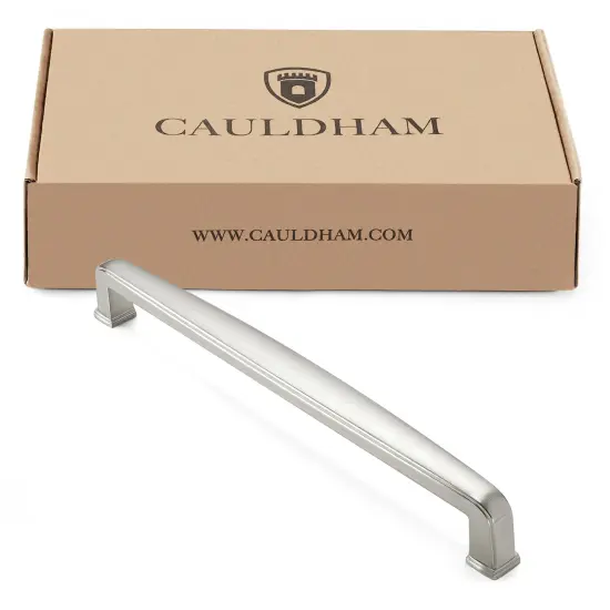 Cauldham Solid Kitchen Cabinet Handles (7-1/2" Hole Centers) - Drawer/Door Hardware - Style T765 - Satin Nickel {4}