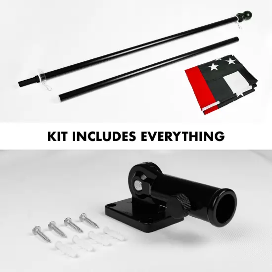 G128 - 5 Feet Tangle Free Spinning Flagpole (Black) Thin Red Line Flag Brass Grommets Embroidered 2x3 ft (Flag Included) Aluminum Flag Pole {2}