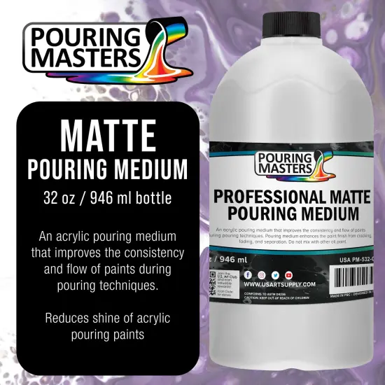 32oz (Quart) Pouring Paint Matte Medium - Professional Acrylic Medium for Improving Paint Flow & Cell Effects Creator, Viscosity Adjuster {2}