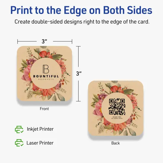 Avery Kraft Brown Square Cards, 3" x 3" Square Rounded Corners {4}