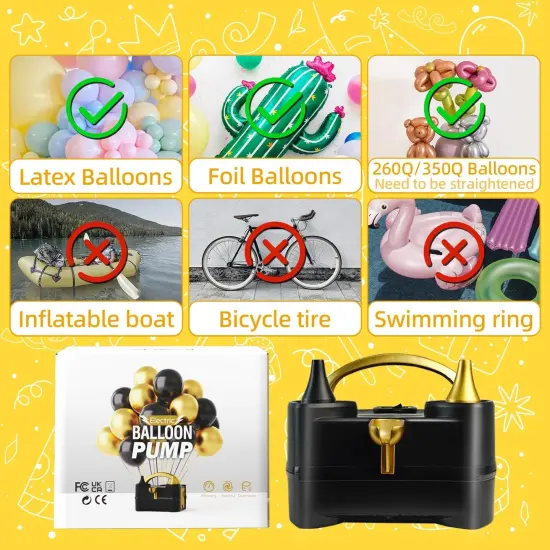 Balloon Pump Electric, Portable Balloon Inflator Pump Electric Air Pump for Balloons Dual Nozzle Electric Balloon Pump for Birthday Wedding Graduation Party Decorations {1}