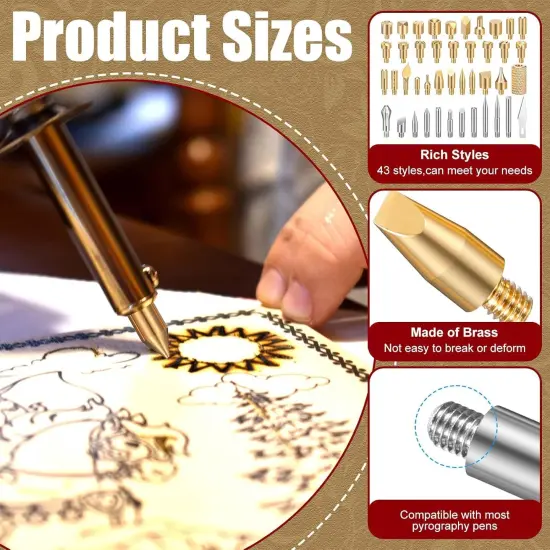 43 Pcs Wood Burning Tips Kit, Wood Burning Letters Numbers Alphabet Stamps Different Shape Stencils Templates for Embossing Branding Crafts Personalization Tools(Different Shape) {2}