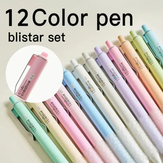 Gel Pens, 0.5mm Fine Point Smooth Writing Pens, 12 Count Set with Blue Gel Ink, Pastel & Assorted Color Body, Functional & Pretty Pens for Office, School, Journaling, Writing {3}