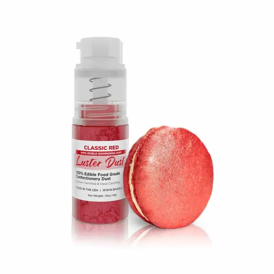 Bakell - Classic Red Luster Dust (4g, 1x Pump) Edible Vegan Dust & Paint for Baking, Desserts and Beverages {1}