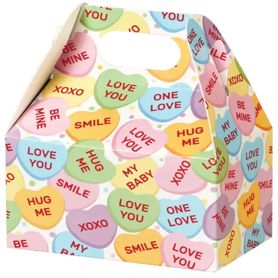 Pack/6: Conversation Hearts Gable Box - 4 x 2-1/2 x 2-1/2" {1}