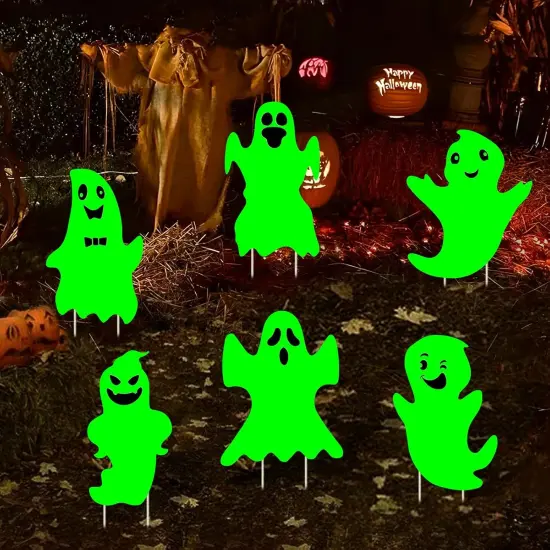 6PCS Scary Ghost Halloween Yard Sign Decorations for Yard Lawn Waterproof {1}