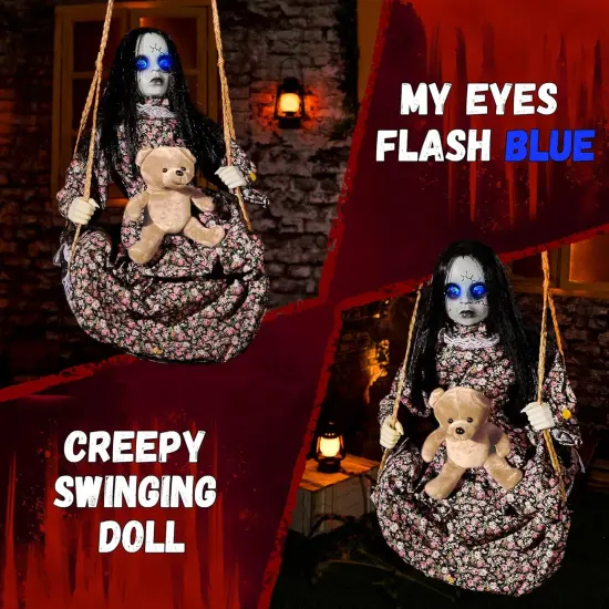 Halloween Animatronics Hanging Swinging Doll {3}