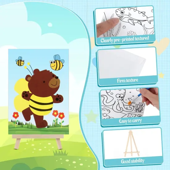 12 Sets Pre Drawn Canvas to Paint Kid Adult(Vivid Style) {3}