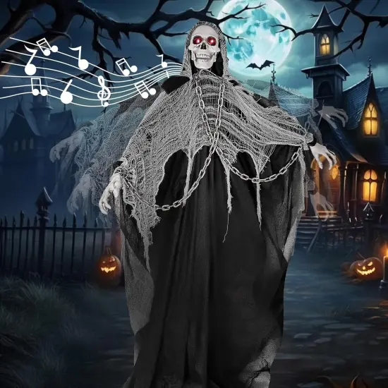 Activated Skeleton Ghost with Adjustable Arms - Halloween Animatronic {4}