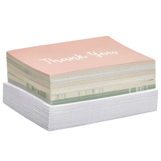 48 Pack Thank You Cards with Envelopes Bulk for Weddings, Baby Showers, Business, Graduation - 6 Floral Designs (Pink & Sage Green, 4x6 In) {7}