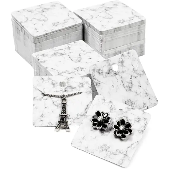 Jewelry Display Cards in Marble Design (2 x 2 Inches, 300-Pack) Grey {1}
