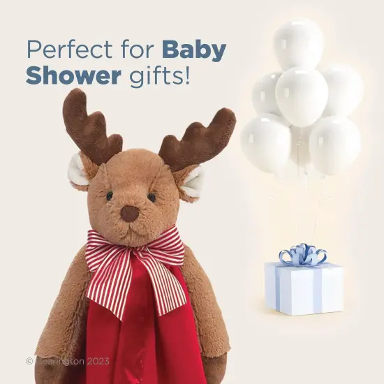 Bearington Baby Lil' Reindeer Snuggler, 15 Inch Christmas Plush Stuffed Animal Security Blanket Lovey for Babies, For Ages 0-3 Multicolor {5}