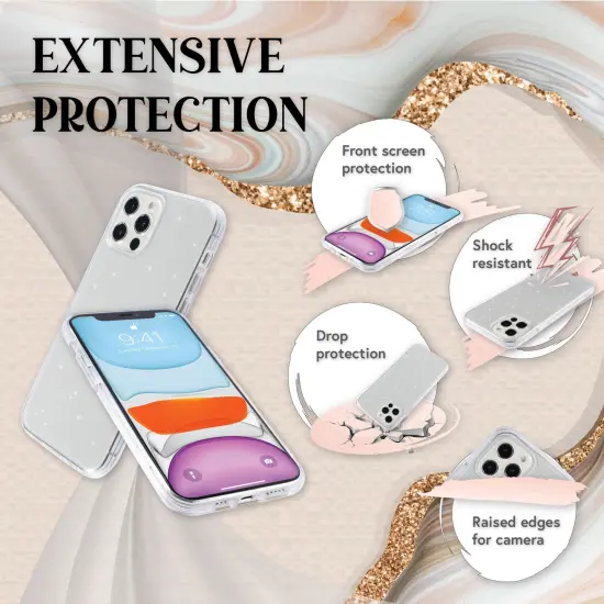 Insten Glitter Case Compatible with iPhone 12 Pro Max Case 6.7 Inch, Soft TPU Sparkle Protective Cases, Shock Absorption, Crystal Clear Bling Shinny Slim Cover for Women Girls {2}