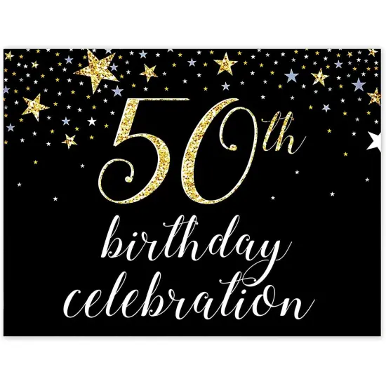 Blue Panda Happy 50th Birthday Yard Signs with Stakes (8 Pieces) Black {4}