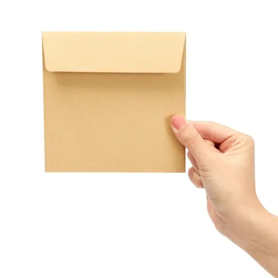 60 Pack Square Envelopes 5.5 x 5.5 Craft Invitations for Weddings, Baby Shower, Graduation Party Supplies, Small Businesses, Kraft Paper Material Envelopes, Brown {7}