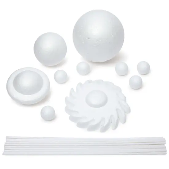 22 Piece 3D Solar System Model Kit for Crafts, Outer Space Science Projects, White Polystyrene Foam Balls for Painting and Coloring, Spheres and Dowels Included {1}