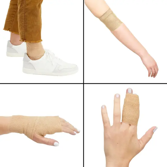 12-Rolls Self Adherent Bandage Wrap, Vet Tape - 3 In x 5 Yds Breathable, Elastic Cohesive Wrap Tape for Wrist, Swelling, Sports, Tattoo (Tan) {2}