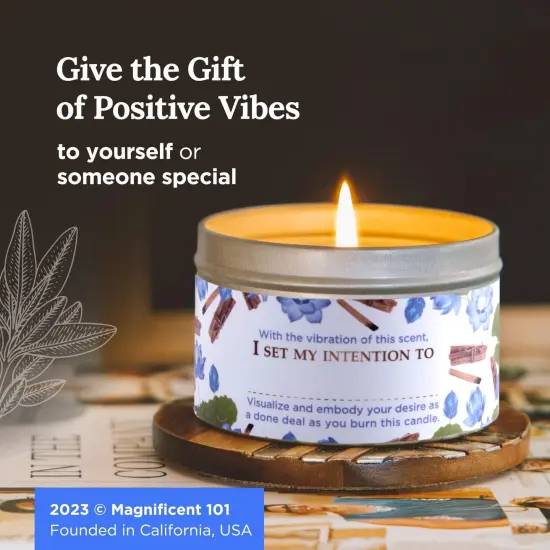 Magnificent 101 Positivity Aromatherapy Candle | 6 Oz - 35 Hour Burn | Soy Wax with Palo Santo & Lotus Flower Oils and Pure Sage Leaves for Intention Setting & Energy Cleansing Multicolor {6}