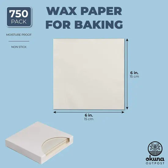 750-Pack Wax Paper Sheets for Food Service, Restaurants (6 x 6 Inches) White {2}